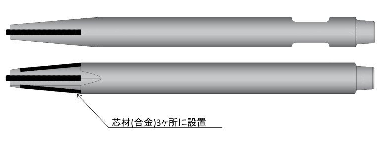 かち割る君工法の新開発 特殊芯入楔型チゼル